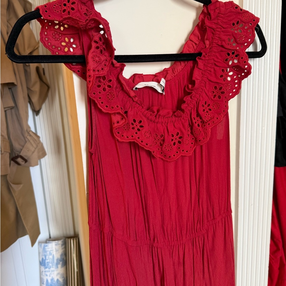Coach Red Ruffle Detail Garment